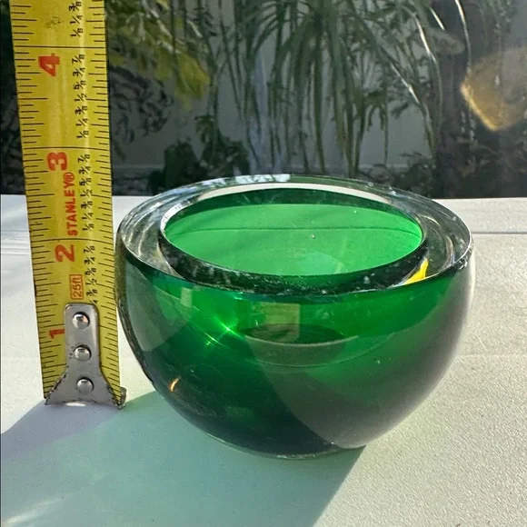 Vtg Rare St Louis Crystal France Art Glass Emerald Green Mini Bowl Ashtray 4” - Picture 6 of 6